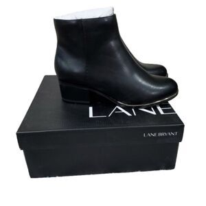 READ Lane Bryant 10 Wide Ankle Boots Booties Faux Leather Block Heel Black 10W